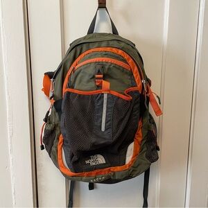 The North Face Recon Green and Orange Backpack